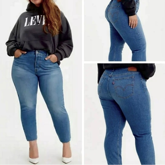 Levi’s 22W Wedgie Skinny Jeans Womens High Rise Stretch Plus Size Button Fly - Picture 1 of 14